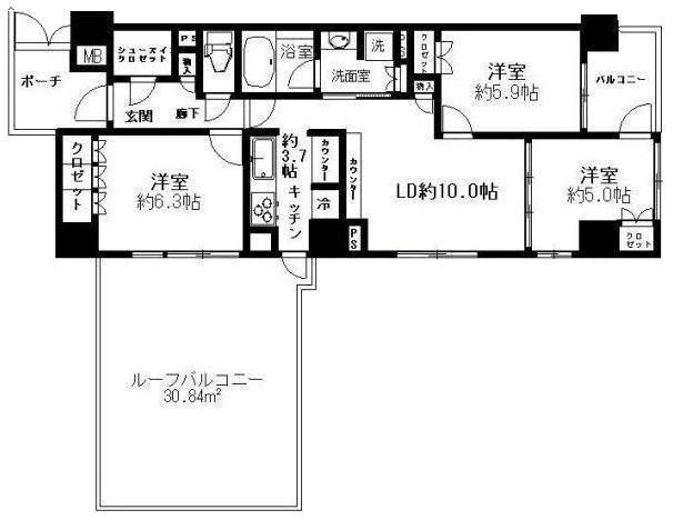 プレミスト東陽町の70.02㎡21万円のお部屋の見取り図